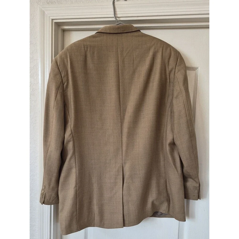 Chaps 100% Wool Three Button Smooth Blazer W/herringbone Pattern Sz 48R